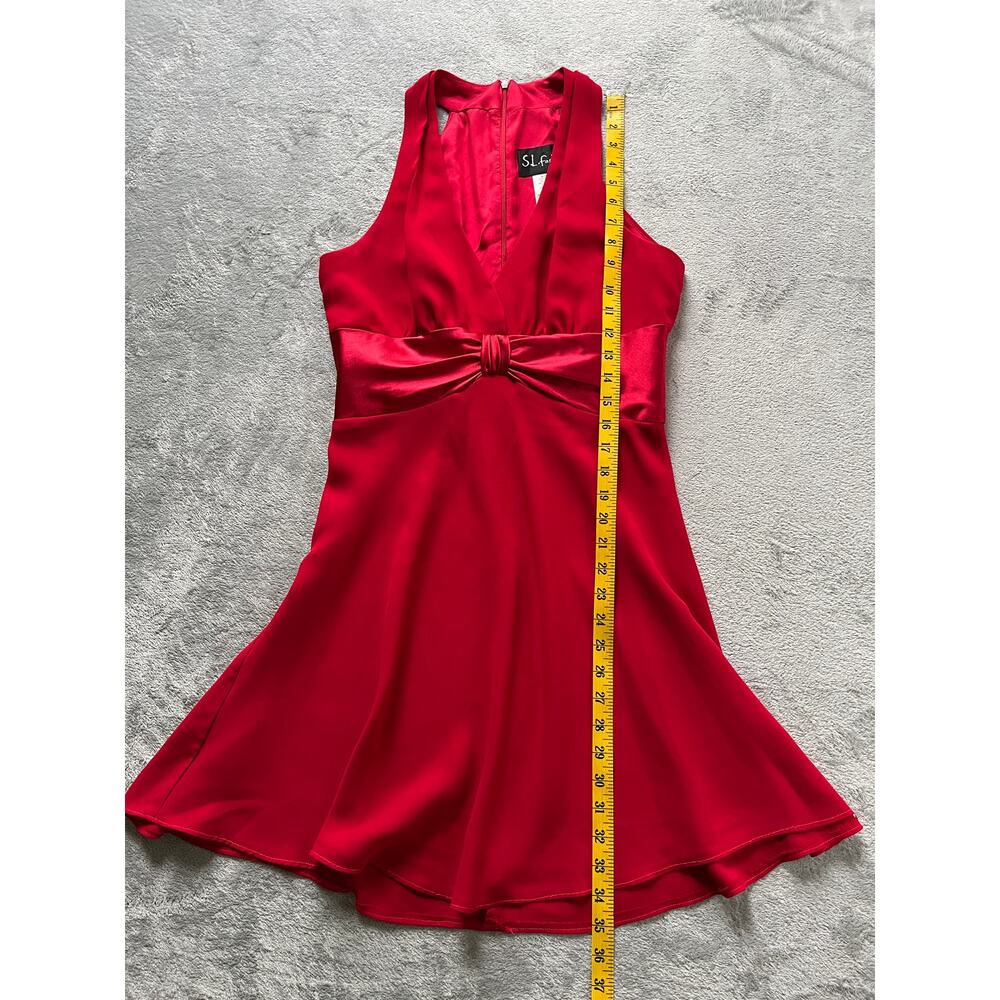 Vintage Y2K Red‎ Empire Waist Cocktail Dress 8 Vamp Vixen Whimsigoth Babydoll - Picture 8 of 13